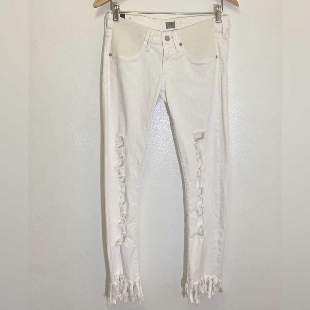 Citizens of Humanity - White Racer Skinny Leggings Frayed Destroyed - size 28